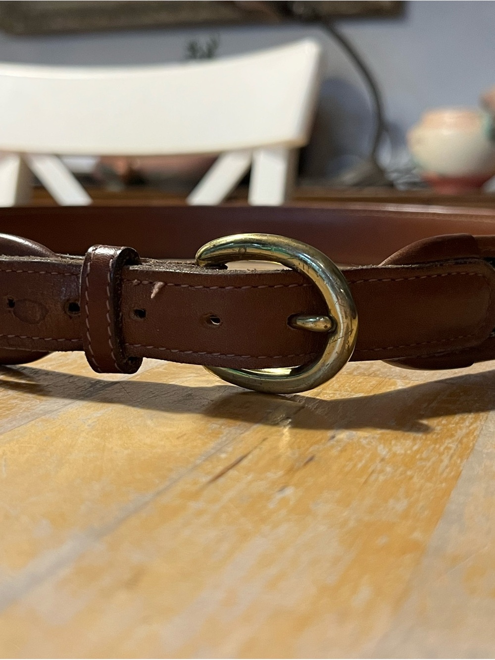 Brooks Brothers Golf Motif Belt Sz 38 Brown Leather Fabric Novelty Preppy